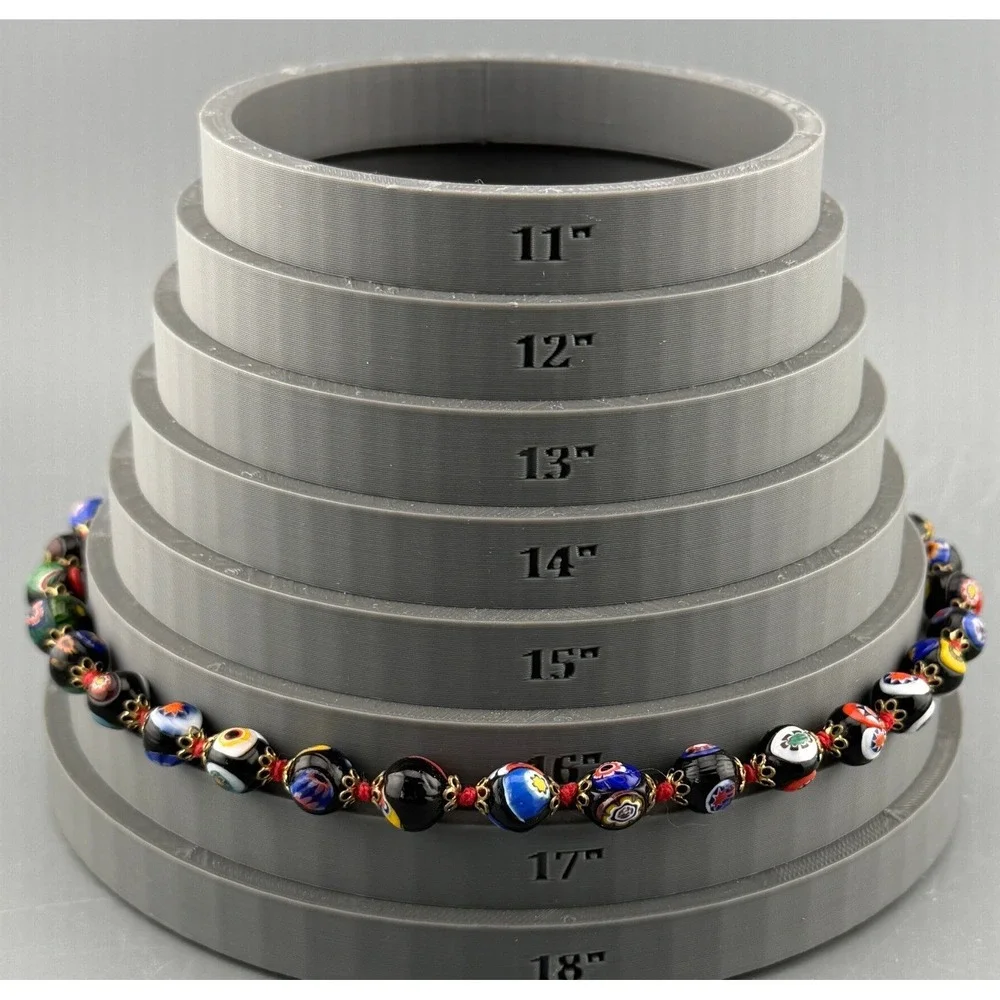 Vintage Venetian Millefiori Necklace Glass Beads Hand Knotted  Barrel Clasp 17